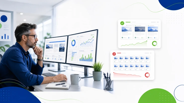 An organic search strategist examining web data filtering systems to remove digital clutter and low-quality text.