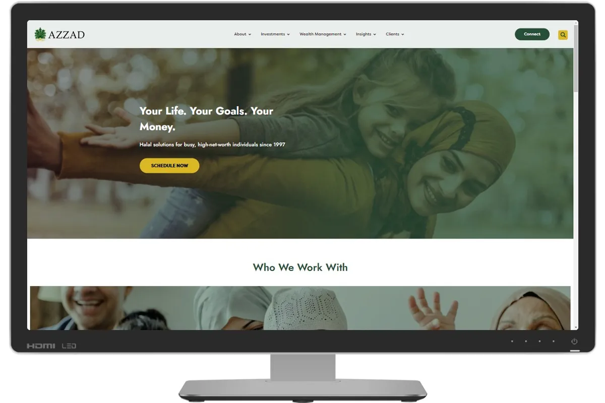 Azzad Asset Management website presenting financial planning and investment services