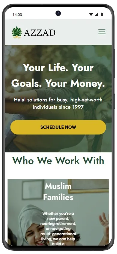 Azzad Asset Management mobile website screenshot