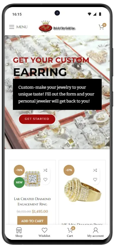 Brick City Gold mobile website screenshot