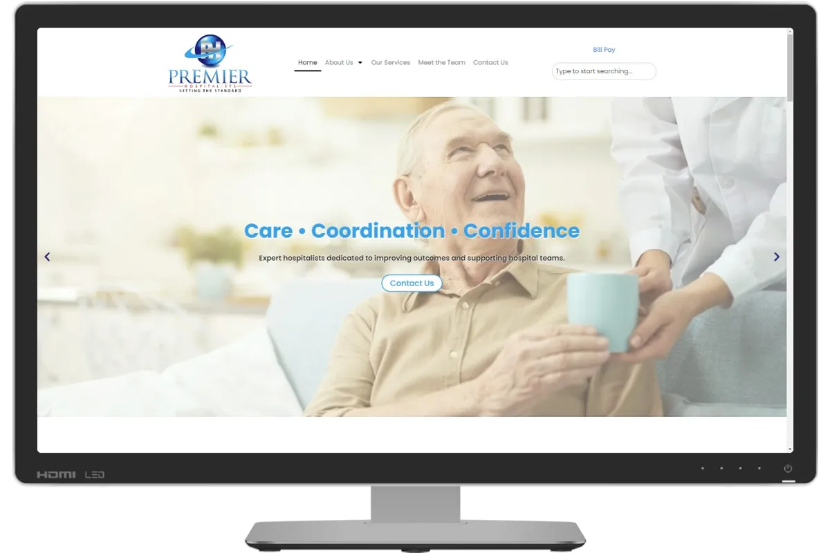 Premier Hospitalists desktop website screenshot