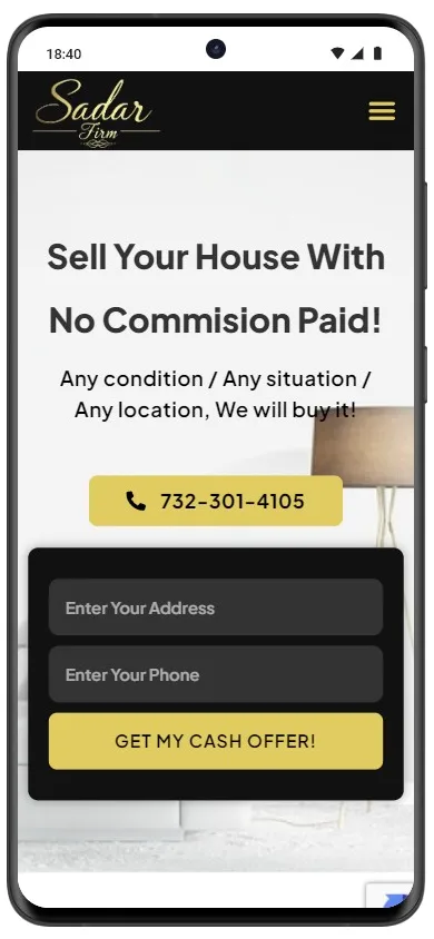 Sadar Firm mobile website screenshot