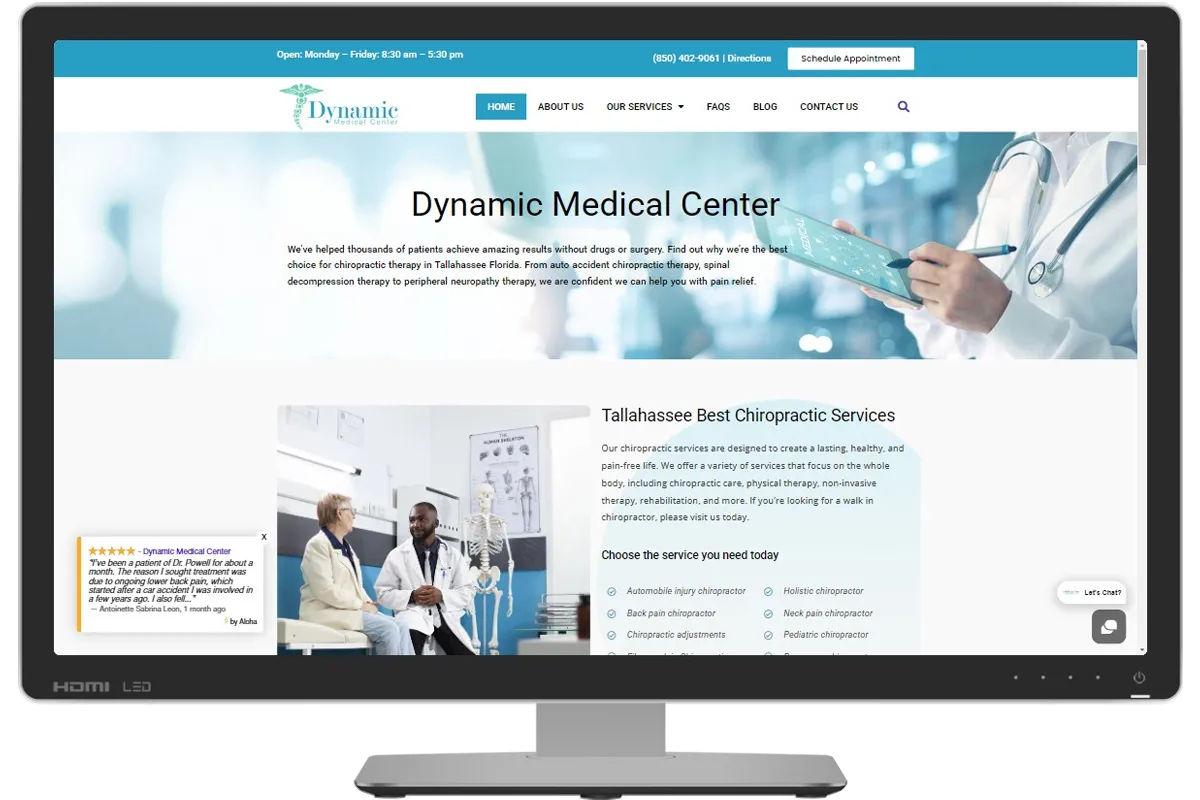 Dynamic Medical Center desktop website screenshot
