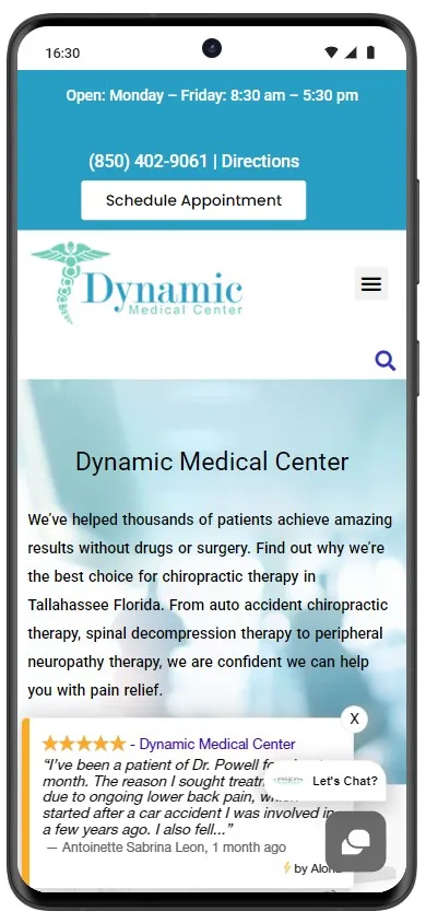 Dynamic Medical Center mobile website screenshot